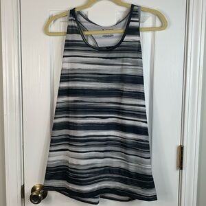Tek Gear black/white striped dryTek racerback workout top size large.